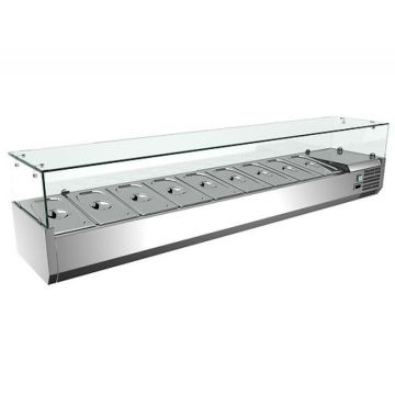 2M Pizza Preparation Fridge Salad Bar Saladette Bain Marie Prep Bench W/ Glass