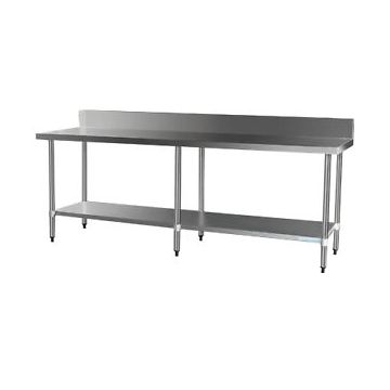 Fed Premium 304 Grade Stainless Steel Work Bench With Undershelf & Splashback 700 Deep - WBB7-2100/A