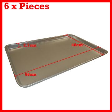 New 6Pcs Aluminium Oven Baking Pan Tray Bakers For Gastronorm Trolley 66x46x3cm