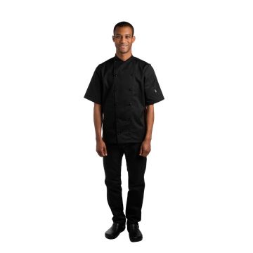 Le Chef Unisex Short Sleeve Chefs Jacket Black XS BB140-XS