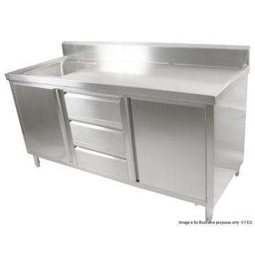 Fed Kitchen Tidy Cabinet With Left Sink 700mm Deep SC-7-2100L-H