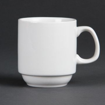 Olympia (Pack of 12) Whiteware Stacking Mugs 284ml CB461