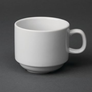 Olympia (Pack of 12) Whiteware Stacking Tea Cups 210ml CB467