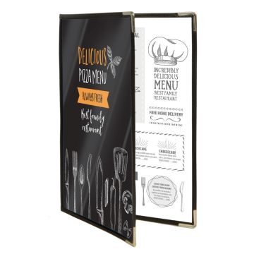 Securit (Pack of 3) Crystal Menu Holder Double A4 CB842