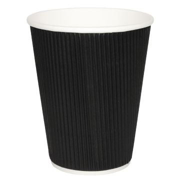 Fiesta(Pack of 25)Takeaway Coffee Cups Ripple Wall Kraft Black 340ml x25 CM541