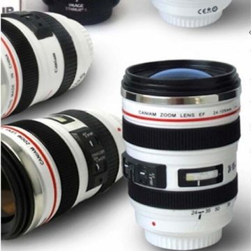 Hot And Cold Camera Lens Design Coffee Tea Mug Cup With Lid White