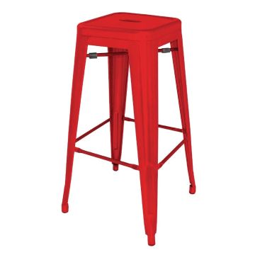Bolero (Pack of 4) Steel Bistro High Stools Red DL871