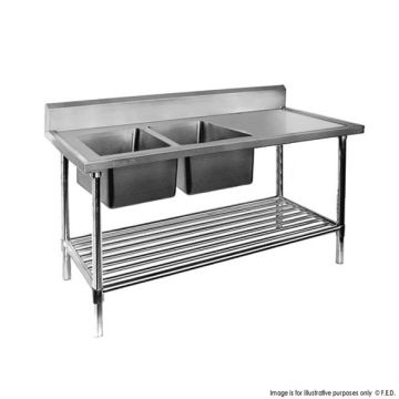 DSB7-2400L/A Double Left Sink Bench With Pot Undershelf