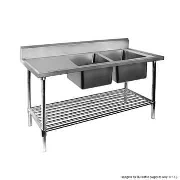 DSB7-1500R/A Double Right Sink Bench With Pot Undershelf