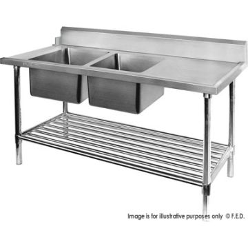 DSBD7-2400L/A Left Inlet Double Sink Dishwasher Bench