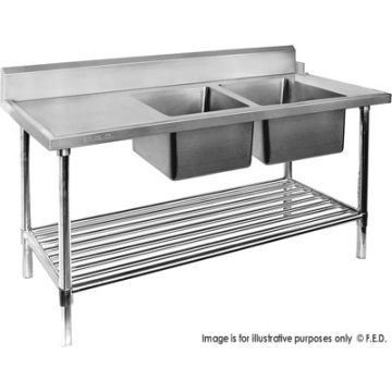 DSBD7-2400R/A Right Inlet Double Sink Dishwasher Bench
