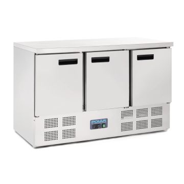 Polar 3 Door Counter Fridge 363Ltr Stainless Steel G622-A