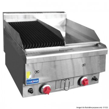 Gasmax Benchtop Combo 1/2 Char & 1/2 Griddle JUS-TRGH60E