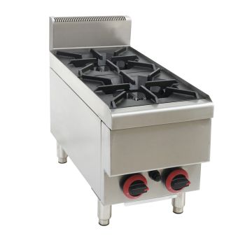 Gasmax Commercial Benchtop LPG 2 Burner Cooktop w/ Splashback - JUS-TR-2BLPG
