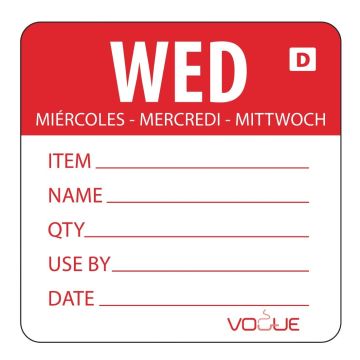 Vogue (Pack of 250) Dissolvable Day of the Week Labels Wednesday GH353