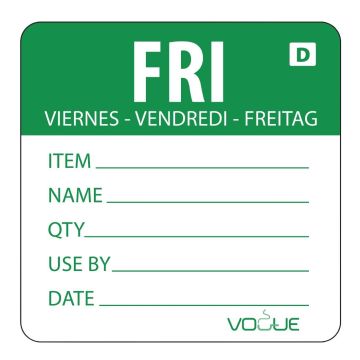 Vogue (Pack of 250) Dissolvable Day of the Week Labels Friday GH355