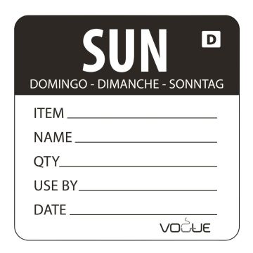 Vogue (Pack of 250) Dissolvable Day of the Week Labels Sunday GH357