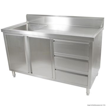 Kitchen Tidy Cabinet With Left Sink 700mm Deep DDS-7-1500L
