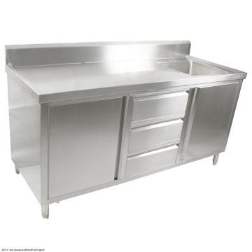 Fed Kitchen Tidy Cabinet With Right Sink 700mm Deep SC-7-2100R-H