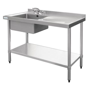 Vogue Single Bowl Sink R/H Drainer - 1200mm 90mm Drain