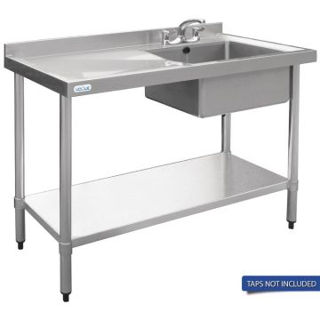 Vogue Single Bowl Sink L/H Drainer - 1200mm x700mm 90mm Drain