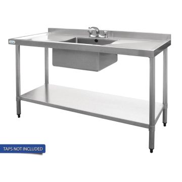 Vogue Single Bowl Sink Double Drainer - 1500mm x 700mm 90mm Drain
