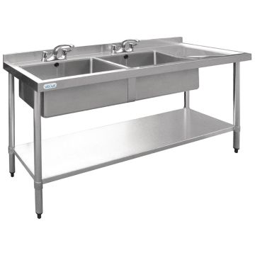Vogue Double Bowl Sink R/H Drainer - 1800mm x 700mm 90mm Drain