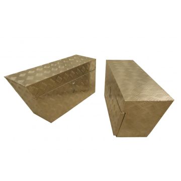Xxx2Pcs 1 Left +1 Right Aluminium Checker Plate Tool Box Tray Storage Ute Truck