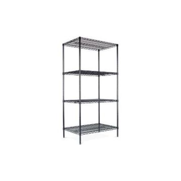 New 455X1825X1800mm Black Painted Steel Wire Shelf Shelves W / Wheels Castors