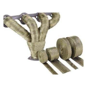 3Pcs Tan Exhaust Heat Wrap Titanium Fibre 15M (L) X 50mm (W) + 18 X Zip Ties