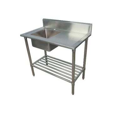 1000X600mm Single Bowl Left Kitchen Sink S/Steel W/ Wheels 1Xundershelves