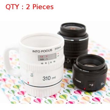 2X Brand New 30Ml Ceramic Camera Into Focus Lens Design Shape Coffee Mug Cup