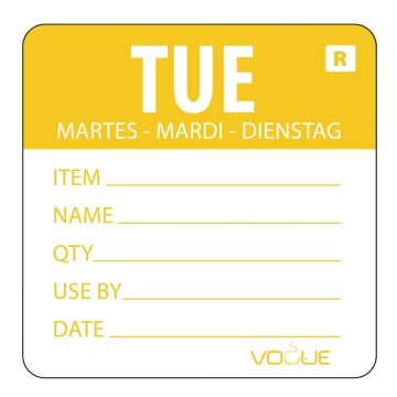 Vogue (Pack of 500) Removable Day of the Week Label Tuesday L067