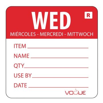 Vogue (Pack of 500) Removable Day of the Week Label Wednesday L068