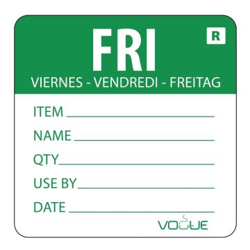 Vogue (Pack of 500) Removable Day of the Week Label Friday L070