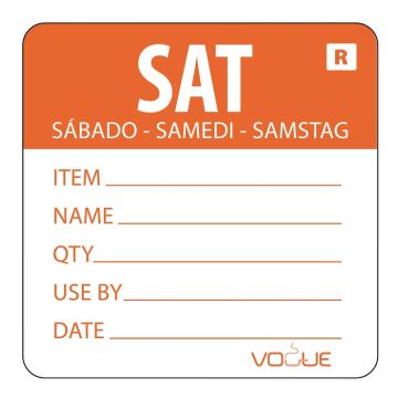 Vogue (Pack of 500) Removable Day of the Week Label Saturday L071