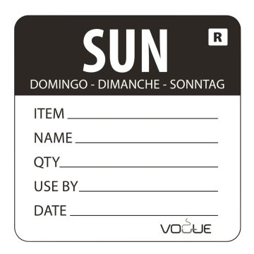 Vogue (Pack of 500) Removable Day of the Week Label Sunday L072