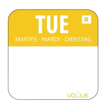 Vogue (Pack of 1000) Removable Colour Coded Food Labels Tuesday L932