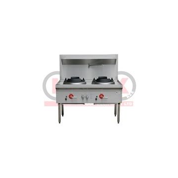 Lkk:2 Burner Waterless Gas Wok Table Chimney - LKK-2BC