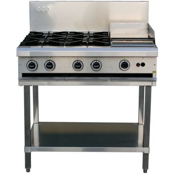 Lkk:4 Gas Open Burners + 300mm Right Griddle With Legs - LKKOB6C