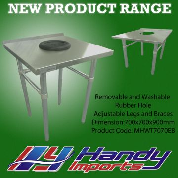 700X700mm 430 Stainless Steel Table W/ Hole W/ Splashback