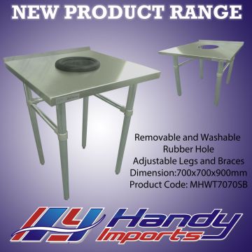700X700mm 304 Stainless Steel Table W/ Hole W/ Splashback