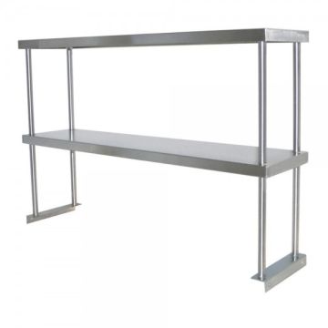 1524 X300mm 430 Stainless Steel Bench Double Overshelf Kitchen Food Prep Table