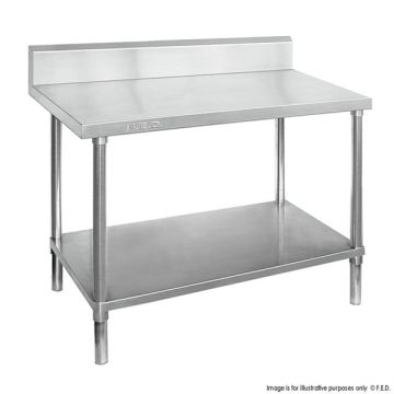 Fed Premium 304 Grade Stainless Steel Work Bench With Undershelf & Splashback 700 Deep - WBB7-1500/A