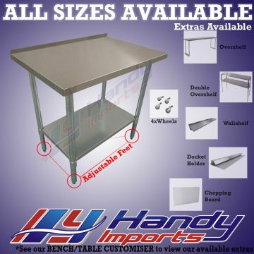 800 X 700mm Stainless Steel #304 Bench W/ Splash Back