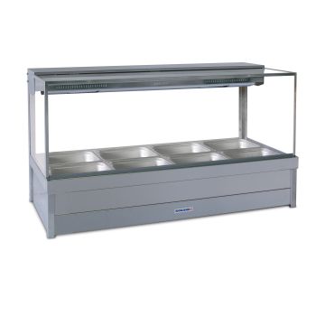 Roband Square Glass Hot Food Display Bar, 8 Pans Double Row S24