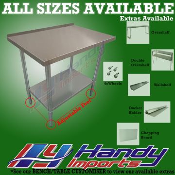 610 X 610mm 430 Stainless Steel Bench W/ Splashback