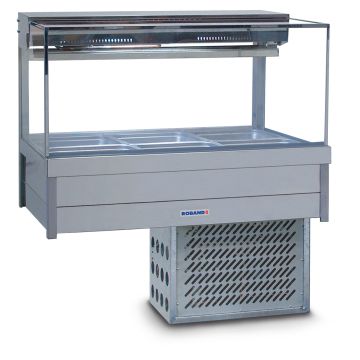 Roband Square Glass Refrigerated Display Bar - Piped And Foamed Only (No Motor), 6 Pans SFX23RD