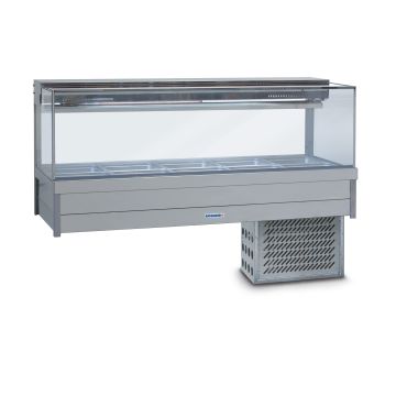 Roband Square Glass Refrigerated Display Bar - Piped And Foamed Only (No Motor), 10 Pans SFX25RD