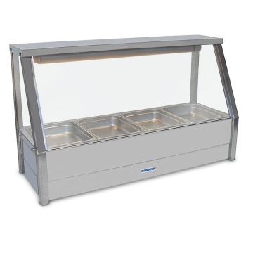 Roband Straight Glass Hot Food Display Bar, 6 Pans Single Row With Roller Doors E16RD